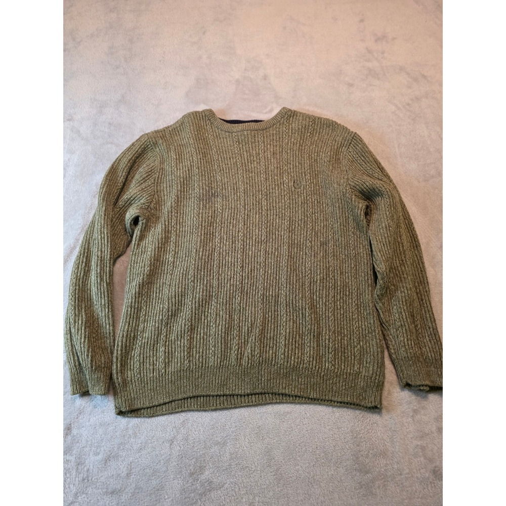 Vintage Chaps Sweater Mens Large Olive Green Ribbed 100% CottonMacau 90s